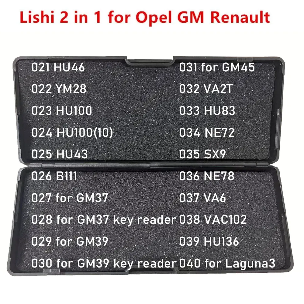 

021-040 Lishi 2 in 1 HU46 YM28 HU100 HU43 B111 VA2T HU83 NE72 SX9 NE78 VA6 VAC102 HU136 for Laguna3 GM37 GM39 GM45 for Opel GM