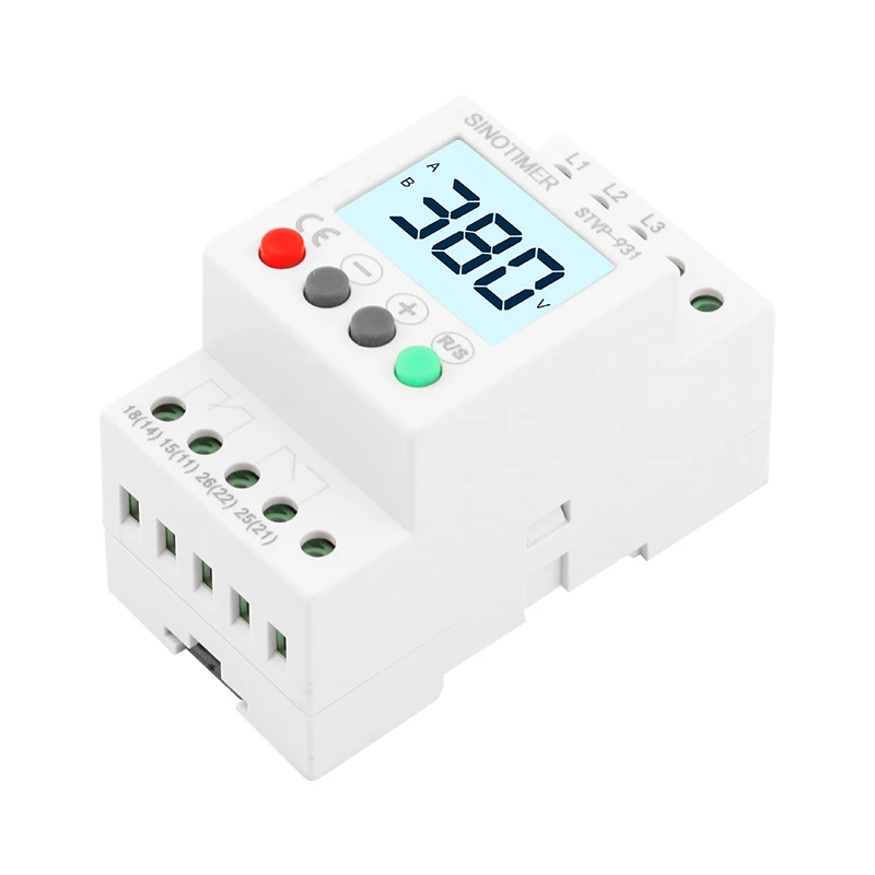 Din Rail Adjust 3 Phase 380V Voltmeter Over Under Voltage Monitor Sequence Protector Overvoltage Meter Protective Devices Relay