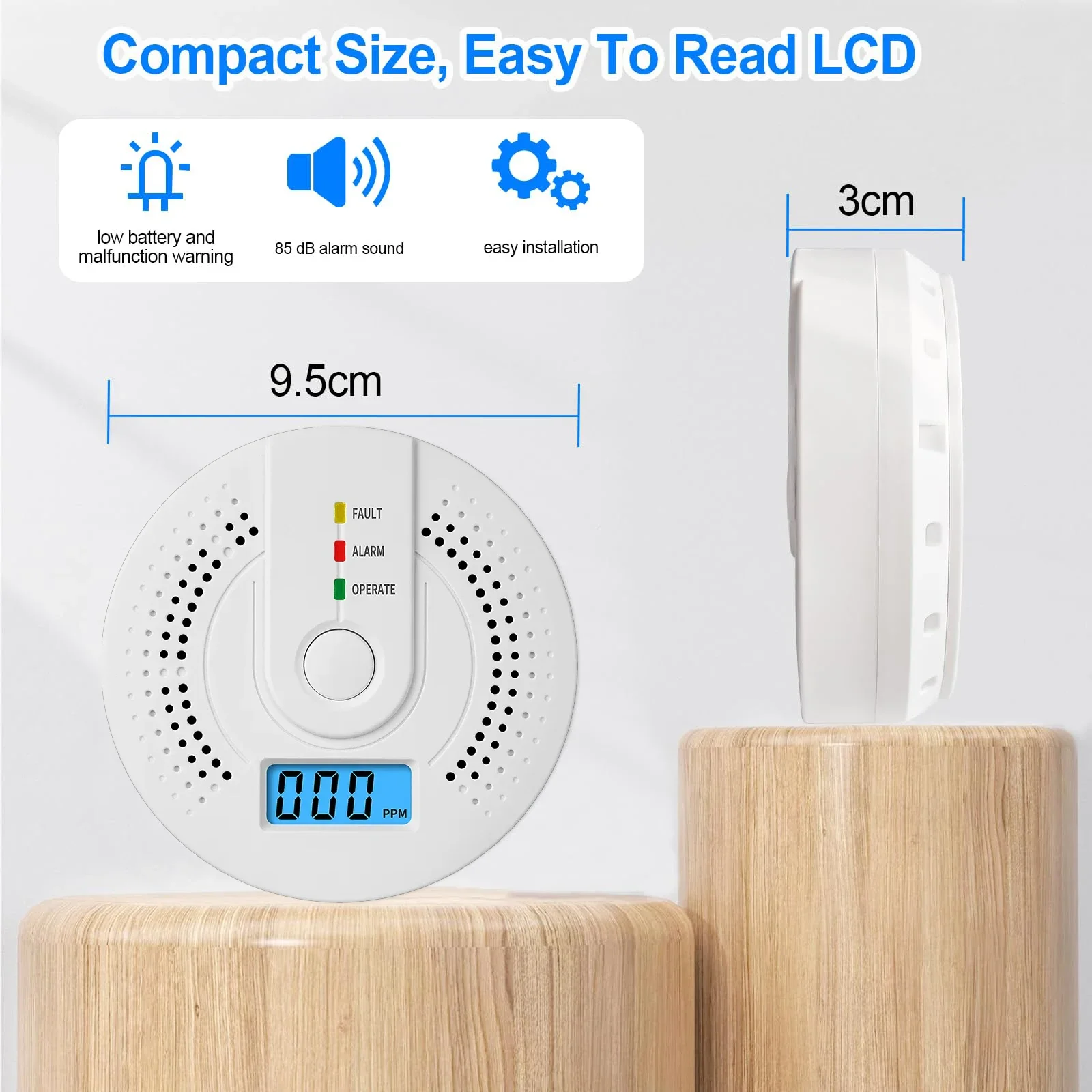 Carbon monoxide alarm, coal smoke honeycomb gas leakage detector, CO carbon monoxide alarm, sound and light