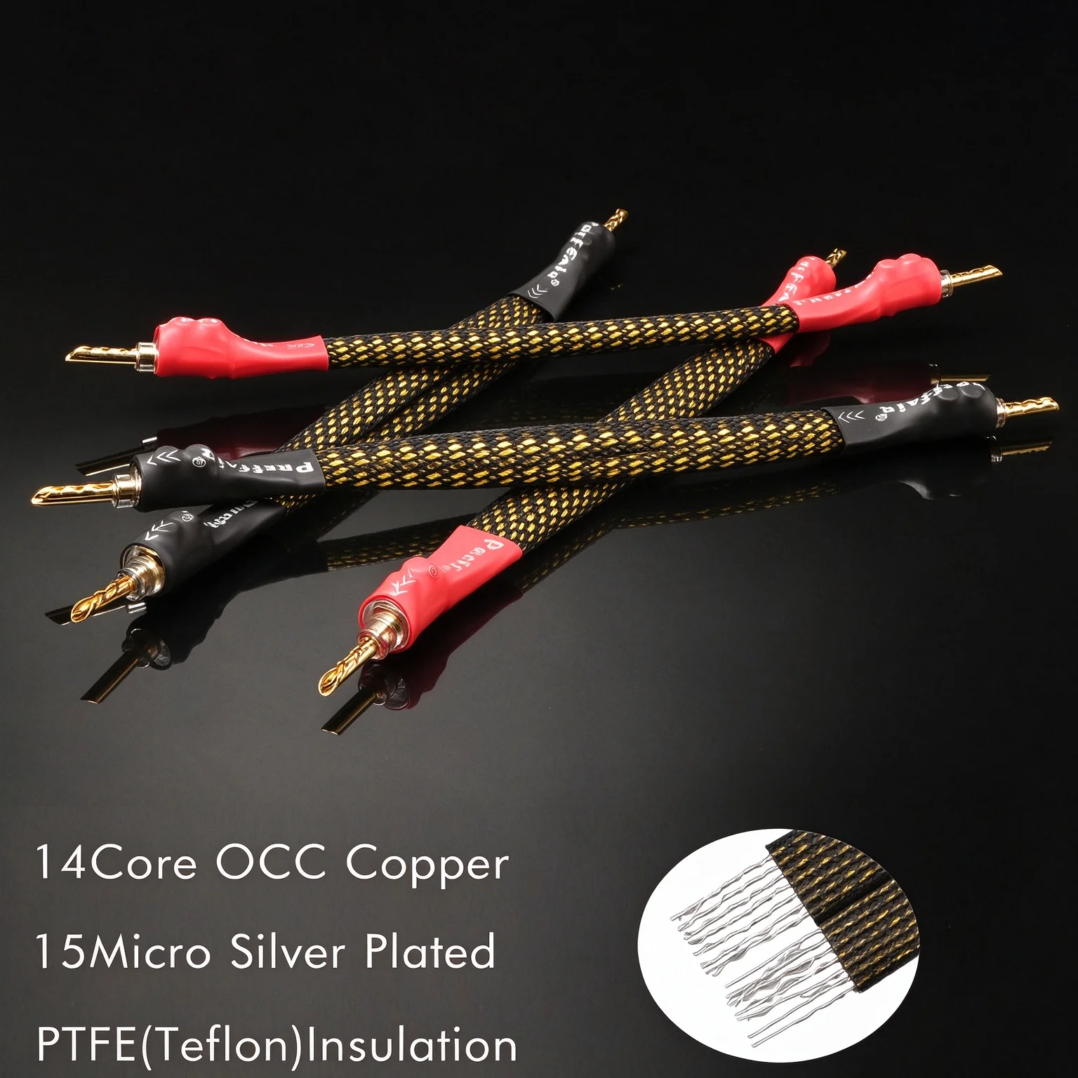 4 Pieces Jumper Cable 8NOCC Bridge Val Wiring Speaker Bridge/Jumper Audio Cable, Banana to Spade Terminals Dual Line Splitter