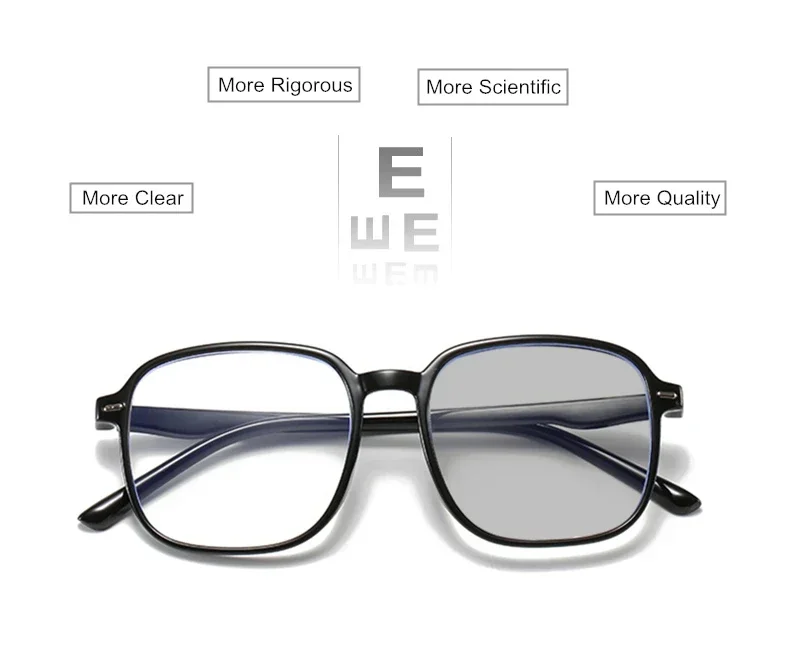 Photochrome Anti Blue Ray Myopie Gläser Frauen Männer Übergroßen Quadratischen Rahmen Kurzsichtig Brille Rezept-0,5 zu-10 F515 – Detail 2
