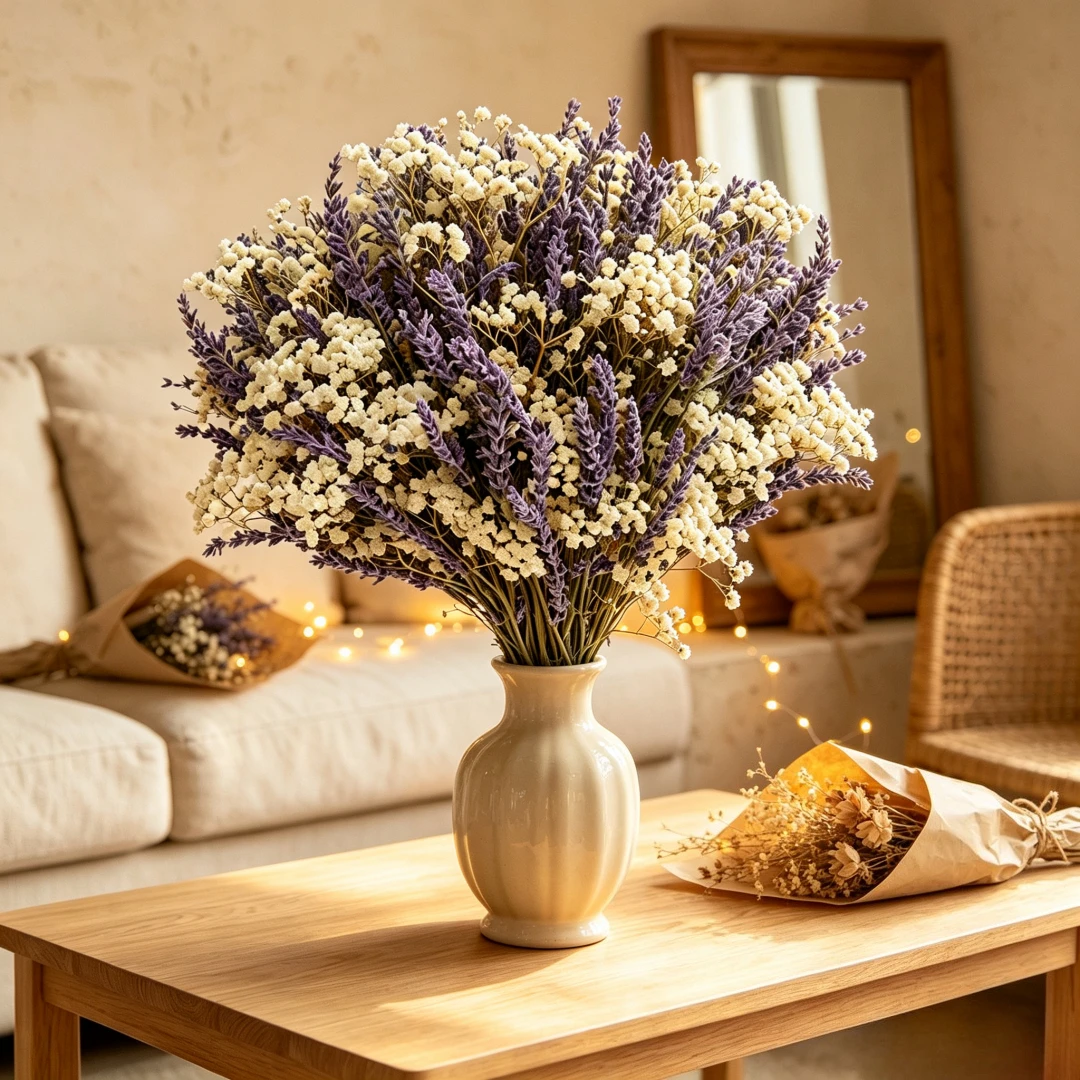 Ramo de lavanda mezclada con f - Baby Breath Dried reseña y precio