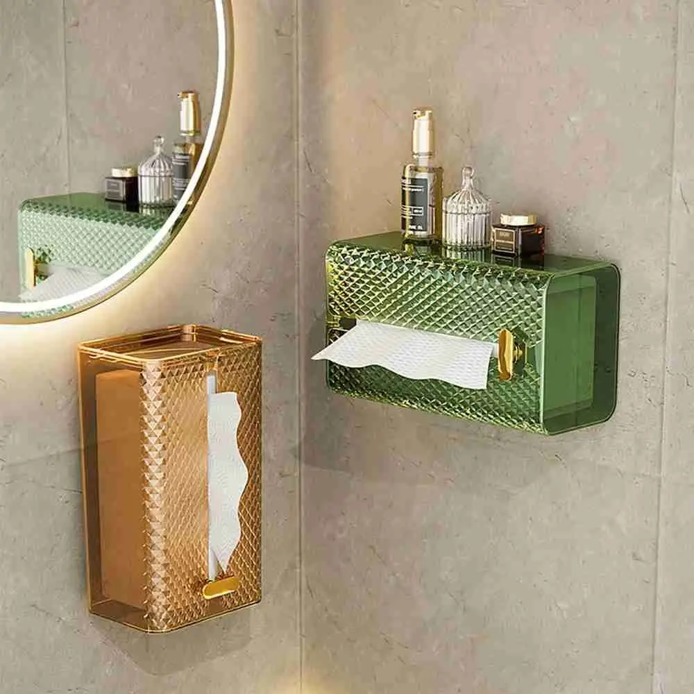 Punch-Free Creative Tissue Box Wall-Mounted Paper Towel Napkin Storage Box Household Kitchen Bathroom Paper Organizer