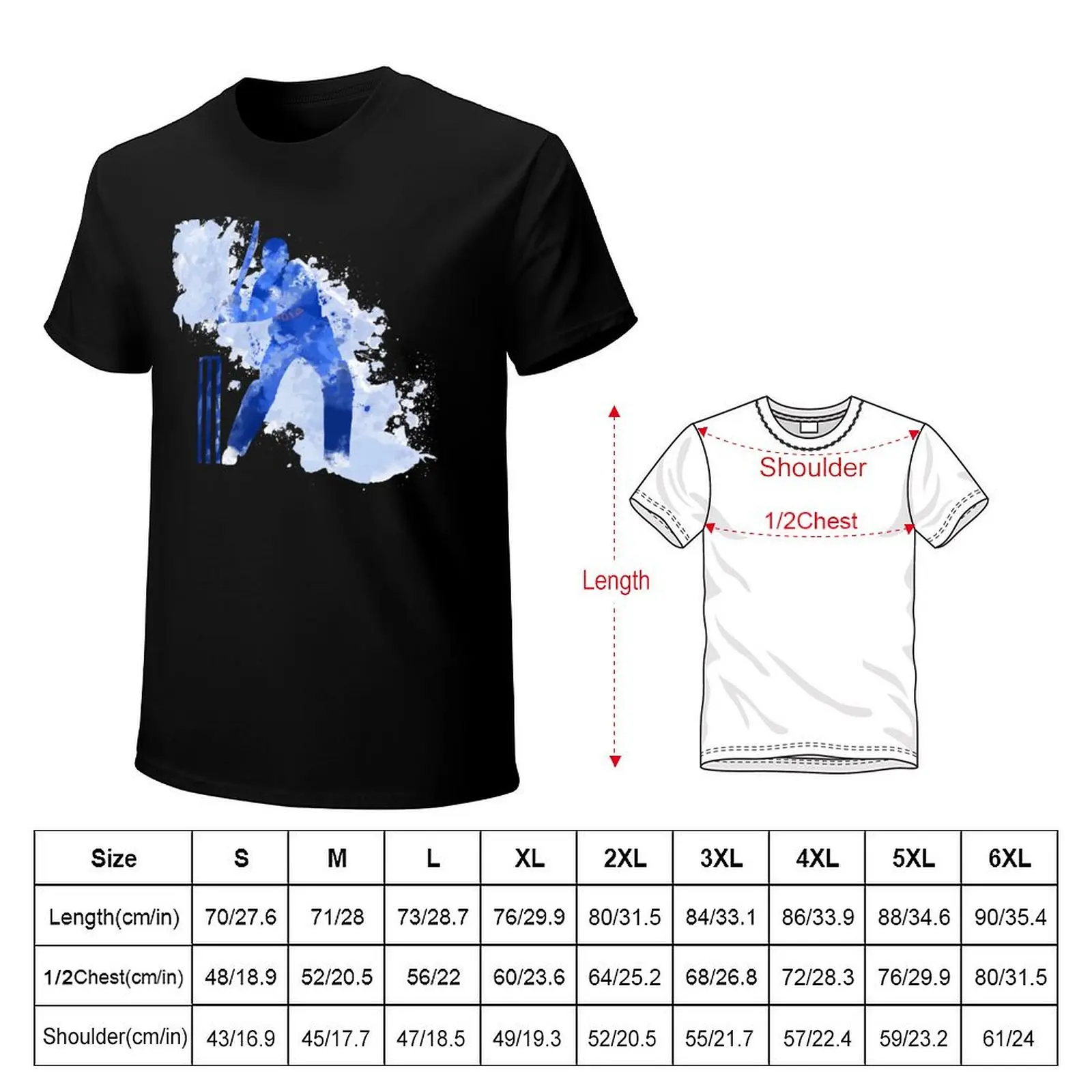 INDIA CRICKET - BATSMAN watercolour splatters T-Shirt cotton t shirts high quality T-Shirt