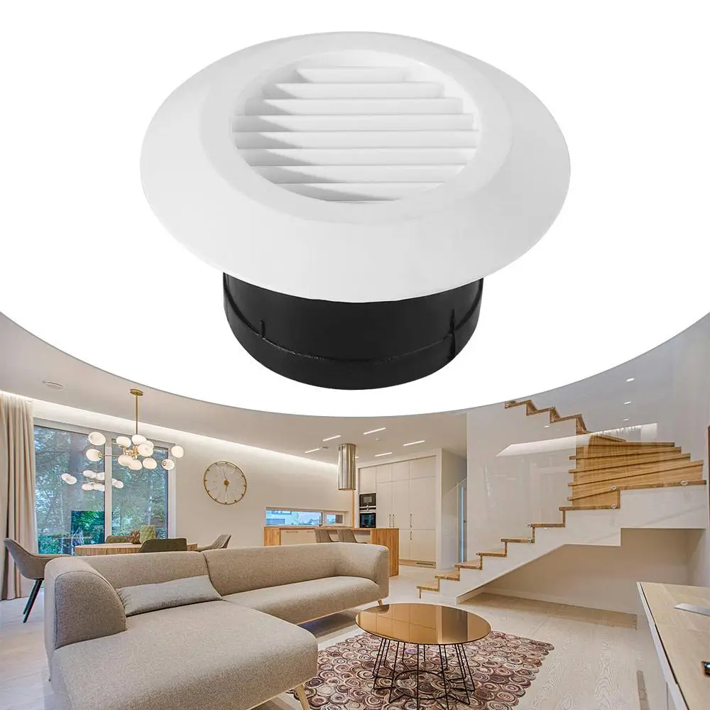 Adjustable Round Air Vent Extract Valve 75-200mm Plastic Air Vent Extract Valve Grille Wall Mount White