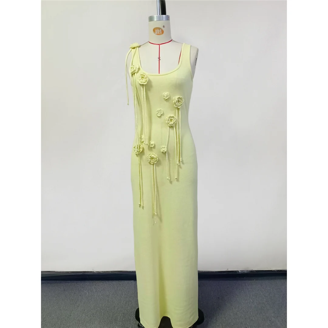 Strandkleidung, Überwürfe, gestricktes Strandkleid, Damenmode für den Urlaub, 3D-Blumenmuster, figurbetont, Urlaubsoutfits, Sommer-Maxikleider, Partykleider V6181 – Detail 18