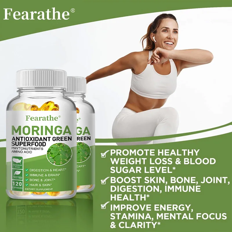 

Органические капсулы Moringa Oleifera - Поддержка метаболизма и здоровья сердца, способствуют снижению веса, восстанавливают поврежденные клетки, 60 вегетарианских капсул