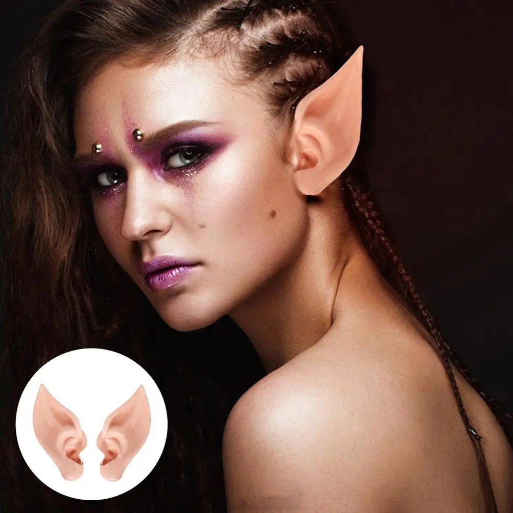 2Pcs Elven Elf Ear Eco-friendly Soft Elastic Cosplay Costumes Makeup Halloween Masquerade Party Photography Prop Christmas Decor