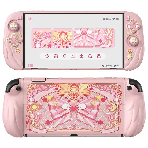 Nintendo Switch 2용 PlayVital Magic Wings 도킹 가능 실리콘 케이스 – 조절 가능한 스탠드 및 엄지 캡이 포함된 애니메이션 보호 커버