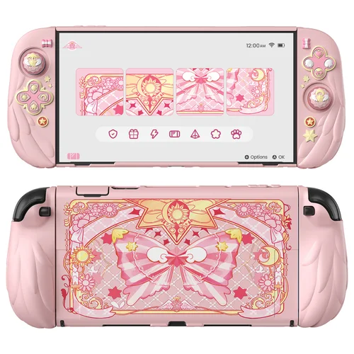 PlayVital Magic Wings Funda de silicona acoplable para Nintendo Switch 2 – Funda protectora de anime con soporte ajustable y tapas para pulgar