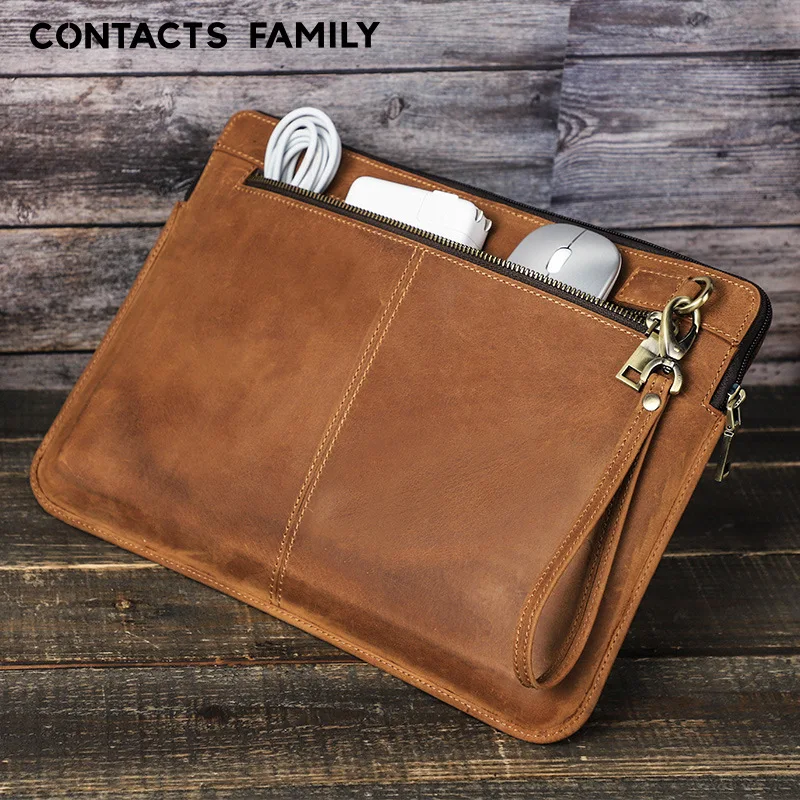 Premium Full Grain Leather Case for MacBook Pro 14 Inch, Genuine Cowhide Laptop Sleeve Bag with Soft Interior Protection