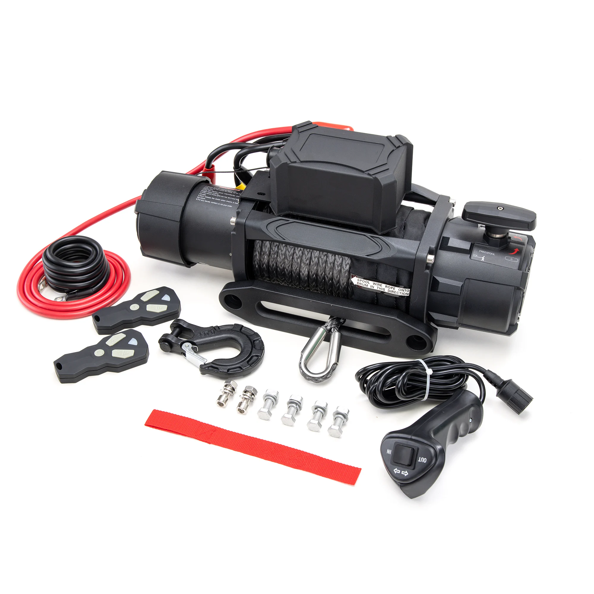 

13000 LBS 12V Electric Winch With 3/8 "x 85 Ft Synthetic Rope Series IP68 Waterproof Large Blower Recover Winch for 4x4 4wd