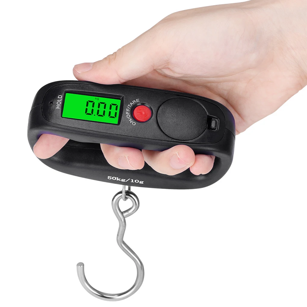 Hand Held Luggage Scale LCD Display 50kg Impact Resistance Tare Function Electronic Scales for Outdoor Household Market black