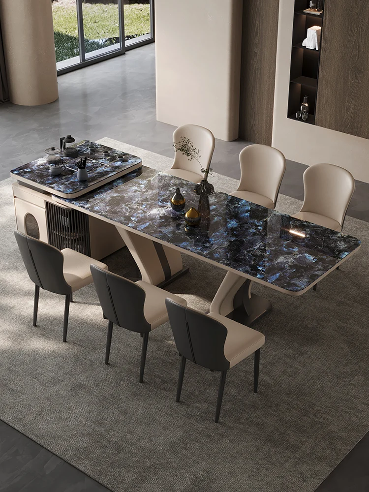 Rock Plate Dining Table, Chair, Kung Fu Tea Island, and Platform Integrated Dual Use Home New Light Luxury Modern