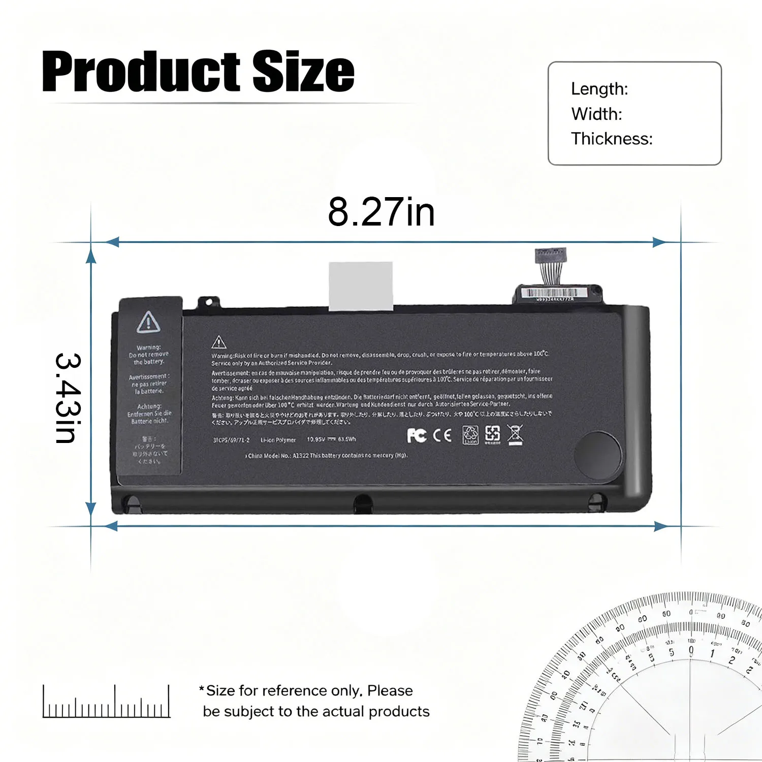 New A1322 Laptop Battery For Apple MacBook Pro 13 Inch A1278 2009‑2012MB991LL/A MB990LL/A MB990J/A MC700 MC374 MD101