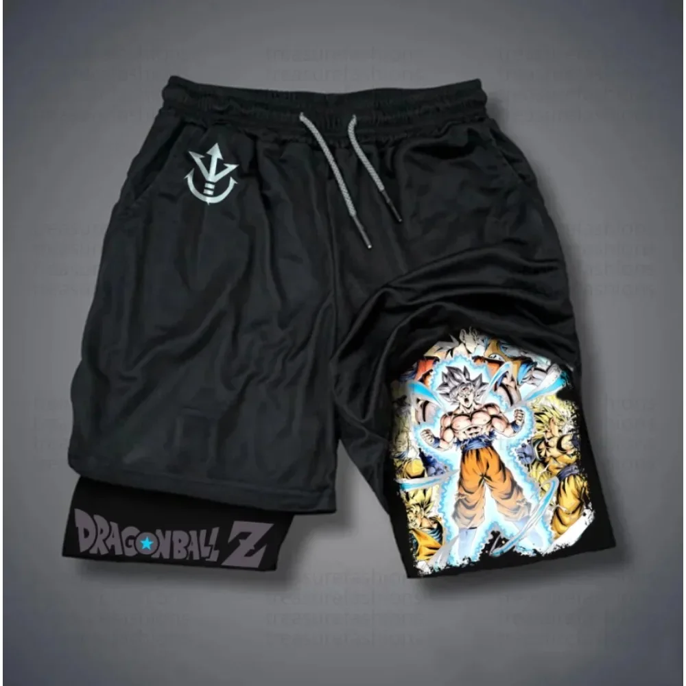 2026 Neue Dragon Ball Print 2-in-1-Sportshorts für Herren und Damen, atmungsaktive, schweißabsorbierende Shorts zum Laufen, Fitnessstudio, angenehm zu tragen