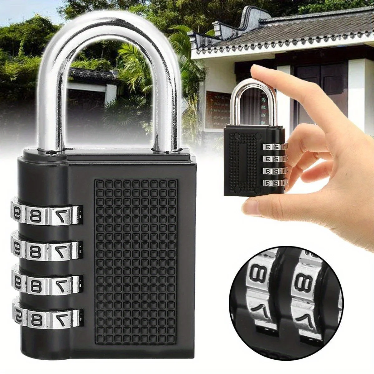 1pc Heavy-Duty Metal Password Padlock - Ideal for Dorms, Luggage & Gym Cabinets - Extended Beam Design for Enhanced Security