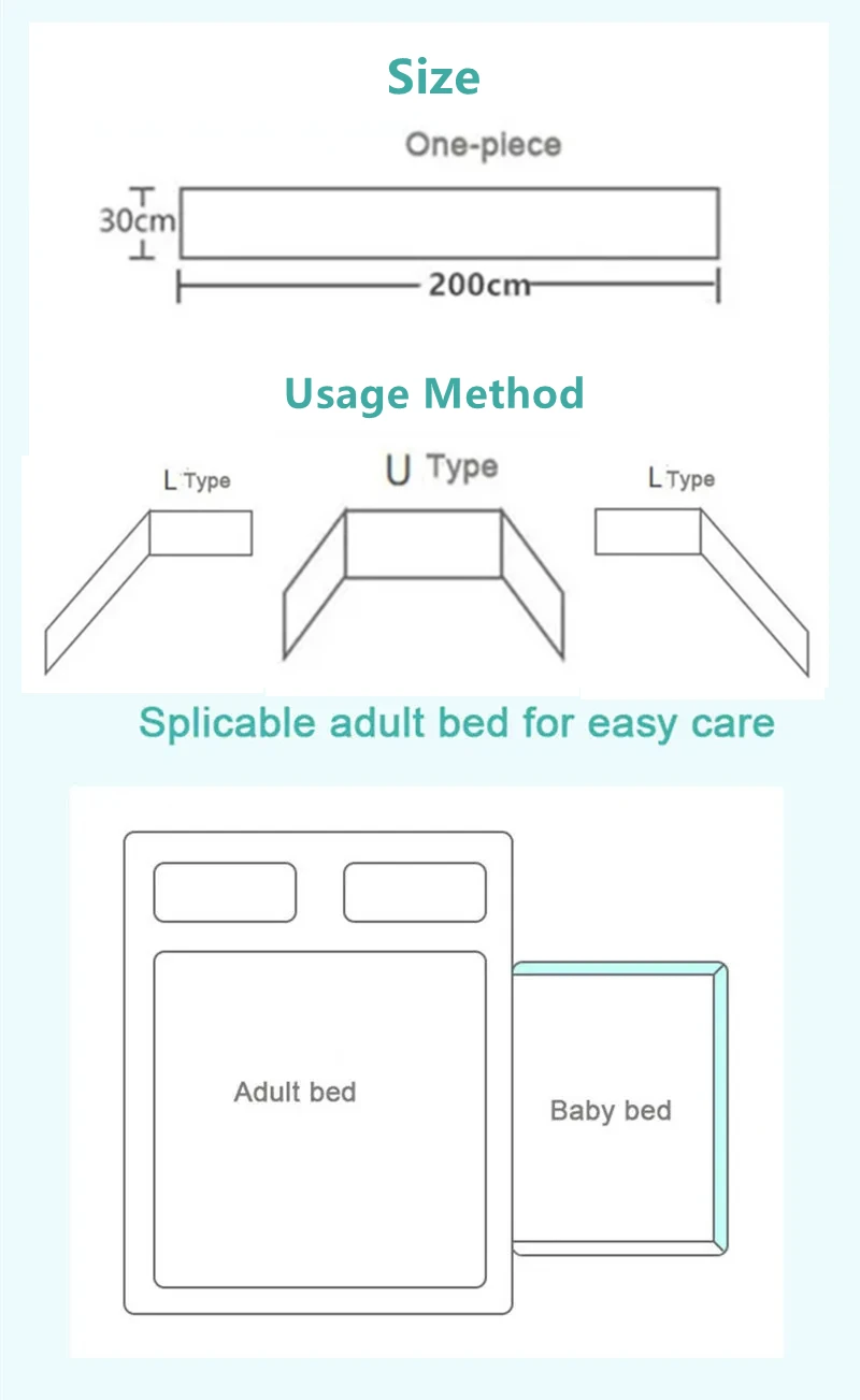 북유럽 스타일 침대 라이너 아기 간이 침대 범퍼 펜스 쿠션 패드, 코튼 침대 어라운드 보호대, 충돌 방지 쿠나스 파라 베베, 200x30cm