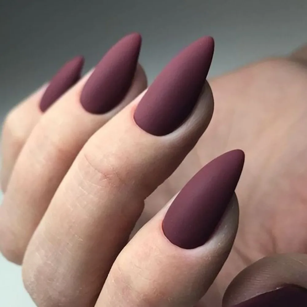 Fashion Wearable Manicure Almond Fake Nails Matte style Pointed Head Press on Nails Full Cover False Nail Women