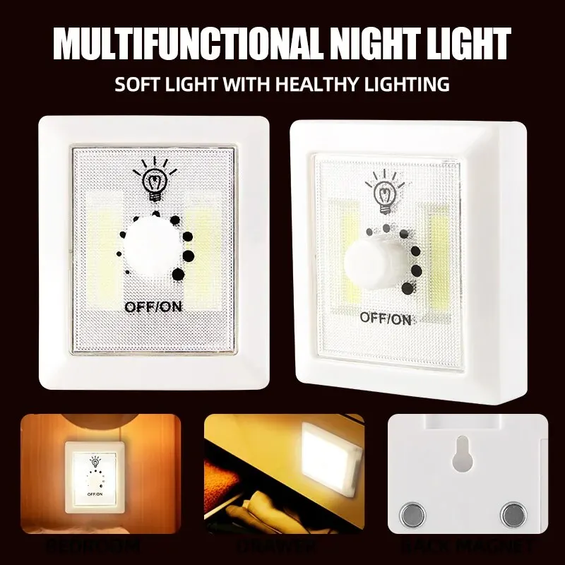 COB LED Lamp Wall Switch Night Light Corridor Outdoor Camping Hiking Lights Emergency Lamp Closet Lights