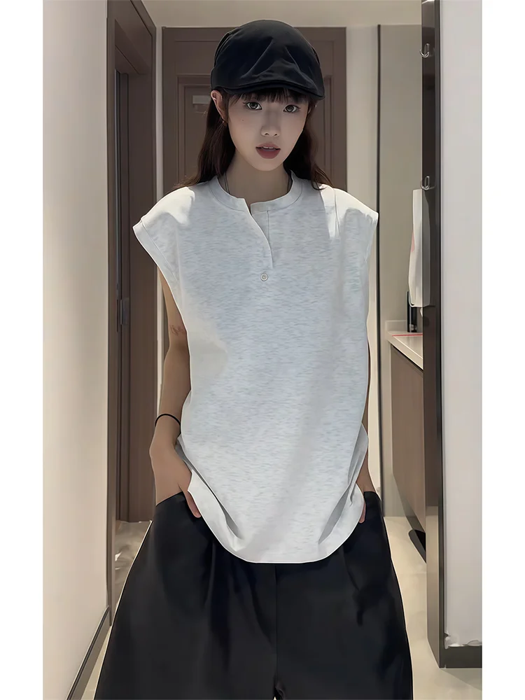 

American High Street Henry Collar Svel Vest Men Summer Thin Fitn Sport T-irt Cool Sensation Sweat ng Outerwea...