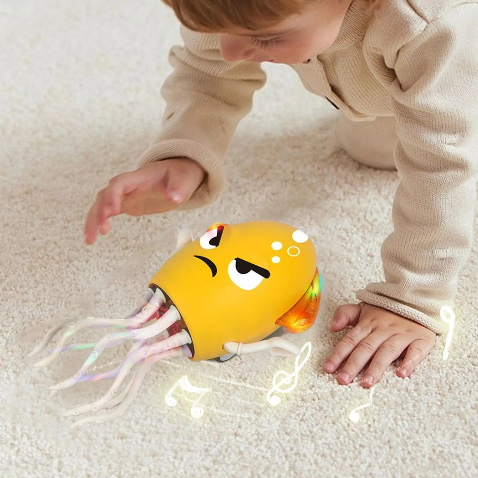 Jouet poulpe dansant, évite automatiquement, poulpe Musical rampant, Robot électrique Rechargeable par USB avec lumières LED et musique pour la maison