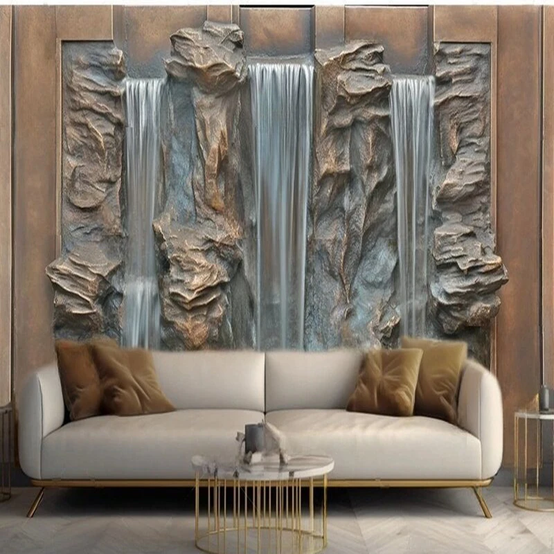 Customized Mural Wallpaper Modern Abstract Waterfall 3D Textured TV Sofa Background Wall Art for Living Room Bedroom Hotel Decor