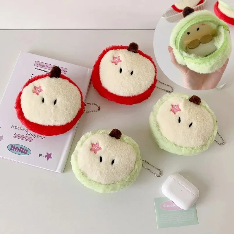 Simpatico portamonete in peluche Mini custodia con cerniera per carte contanti e piccoli accessori Borsa per auricolari Custodia per cavo dati Borsa piccola