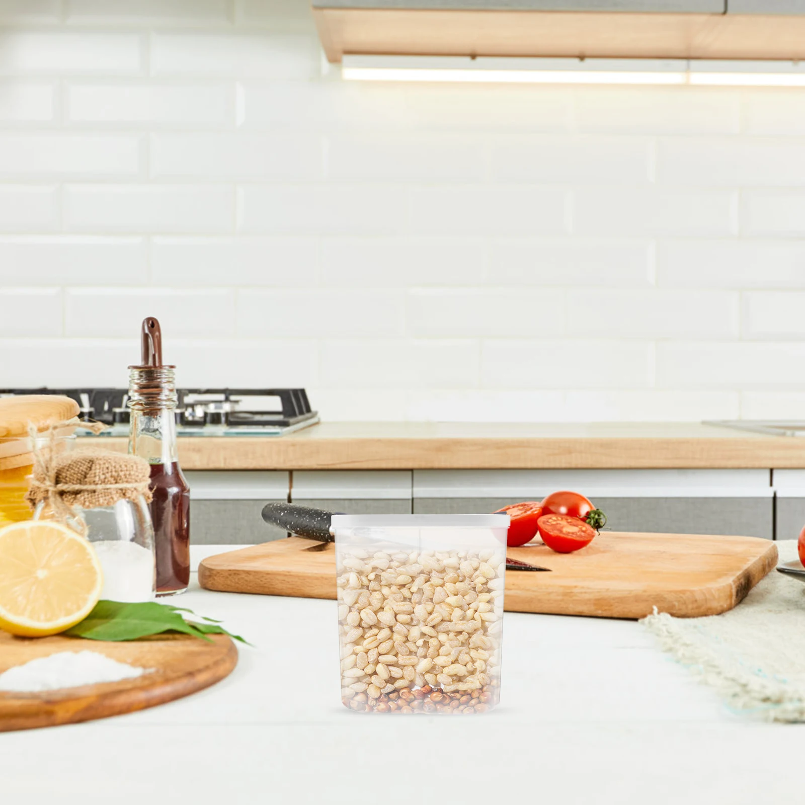 

Food Storage Airtight Jar Divided Transparent Grain Holder Kitchen Storage Organizer Cereal Container Pantry Sealed Rice Tank