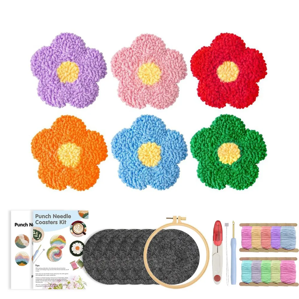 

Набор для самостоятельного изготовления подставок с иглами для валяния цветов из 6 предметов - стартовый набор для вышивки ручной работы Poke