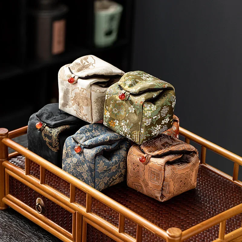 Chinese Simple Teaware Storage Bag Traditional Kung Fu Tea Accessories Portable Travelling Teacup Jewelry Protection Fabric Bags