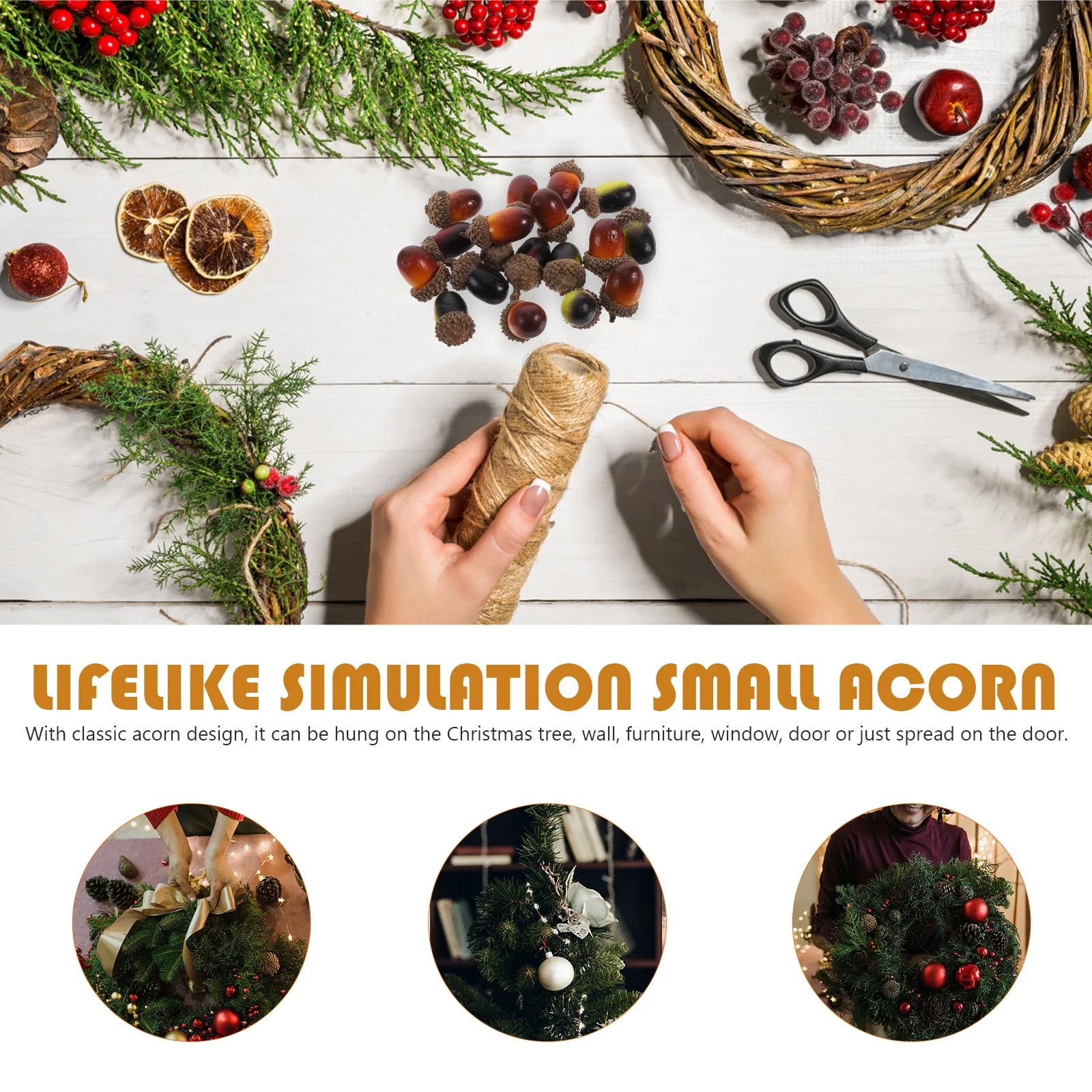 

100pcs Simulation Mini Fake Craft Acorn Faux Holiday Diy Ornaments For Christmas Decor Home Wedding Thanksgiving Artificial