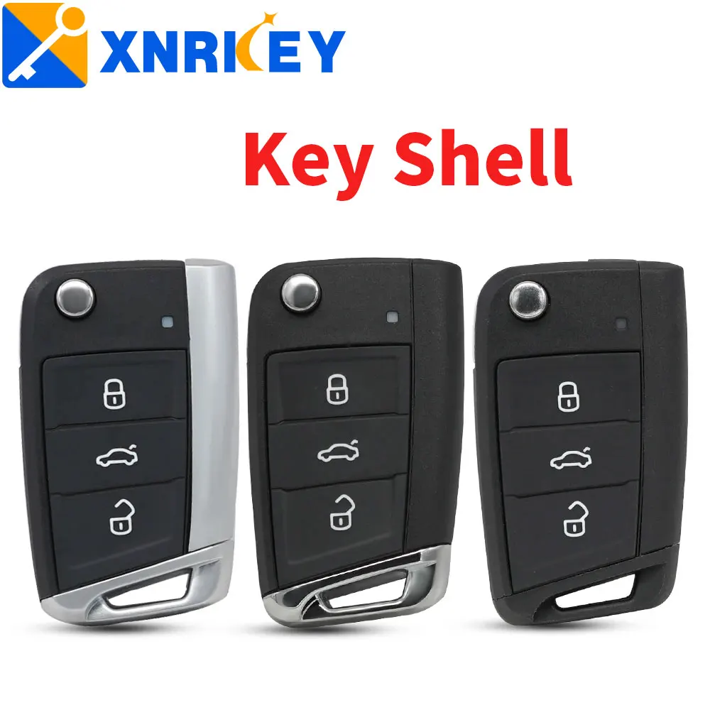 XNRKEY 3 pulsanti Flip Remote Car Key Shell Case per Volkswagen Skoda Octavia A7 VW Golf 7 MK7 Seat Leon Passat Beetle Polo Bora