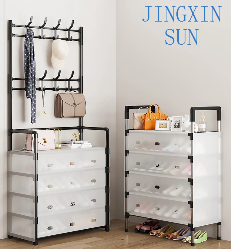 Shoe rack, indoor, multi-layer, dustproof, and space saving, sturdy, and integrated rack for storing shoes and hats at home