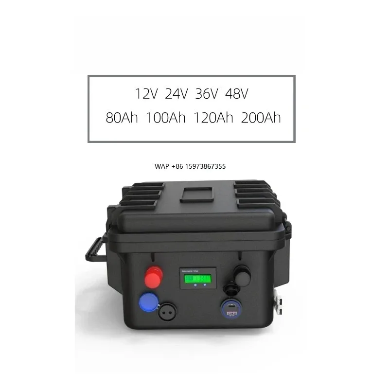 Portable Lithium Battery 12V 80Ah Waterproof Box Lifepo4 Battery Packs Trolling Kayak Fishing Battery