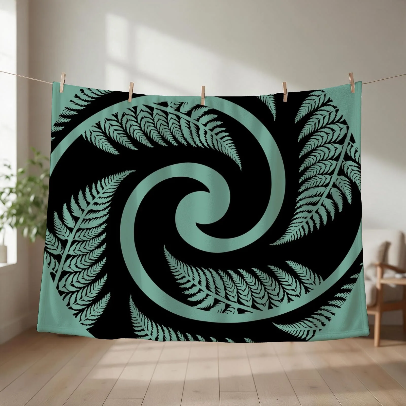 New Zealand Silver Fern in a KORU Throw Blanket Luxury Throw Soft Plush Plaid for babies Warm Blankets