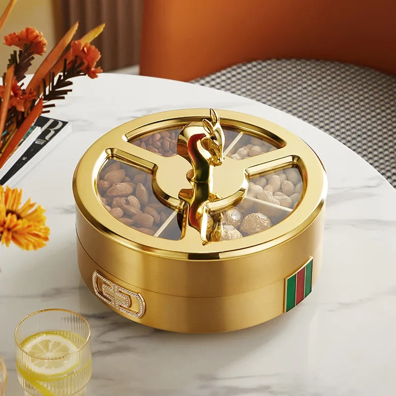 

Living room coffee table dried fruit candy snack tray storage box large capacity grid double layer rotation modern simple