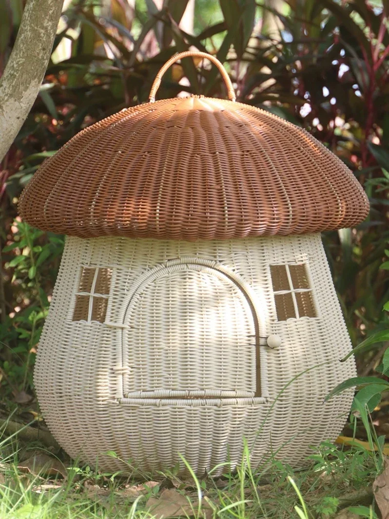 rattan cat kennel closed cage out four seasons universal sleep dog villa handmade mushroom house pet