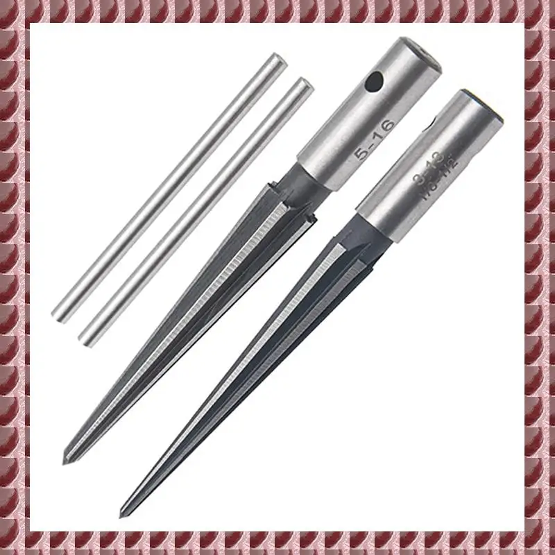A95G 2Pcs1/8In-1/2In3-13Mm&5Mm-16Mm Bridge Pin Hole Handheld Reamer T-Taper 6 Slot Chamfer Reaming Woodworking Cutting Tool