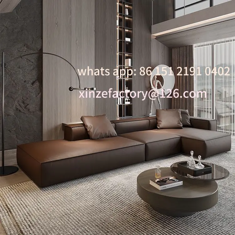 Customizable Winter Top Layer Cowhide Sofa New Living Room L-Shaped Hotel Apartment Inline Minimalist