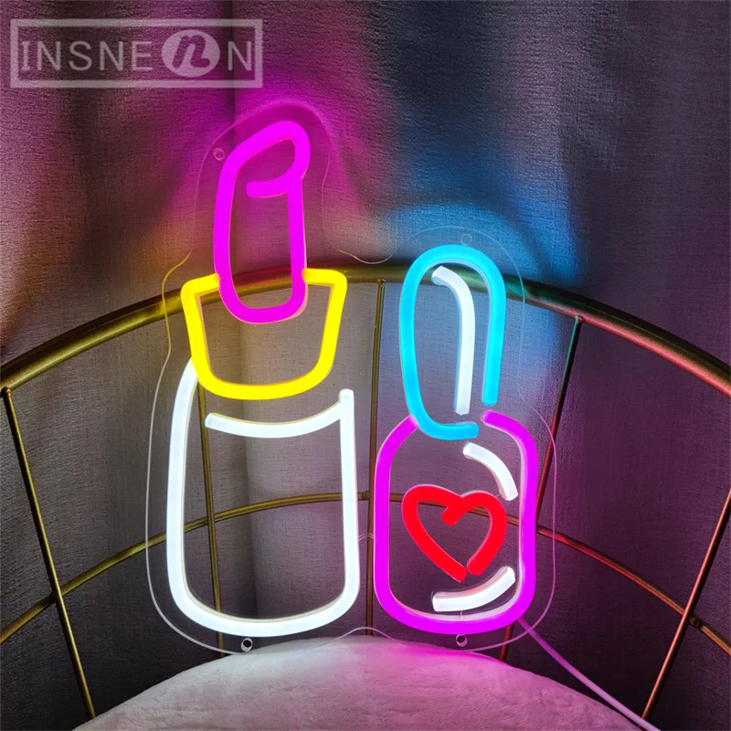 Imagem -04 - Unhas Sinal de Neon para Manicure Decor Lâmpada Led Logo Esmalte Light up Decoração da Parede Quarto Sala de Beleza Sala de Menina Salão