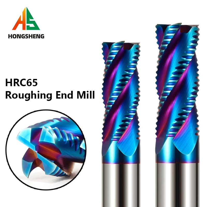 HRC65 Solid Carbide Roughing End Mill 4 Flute 3-20MM Shank CNC Milling Cutter Bits Router Bit For Metal Roughing Machining