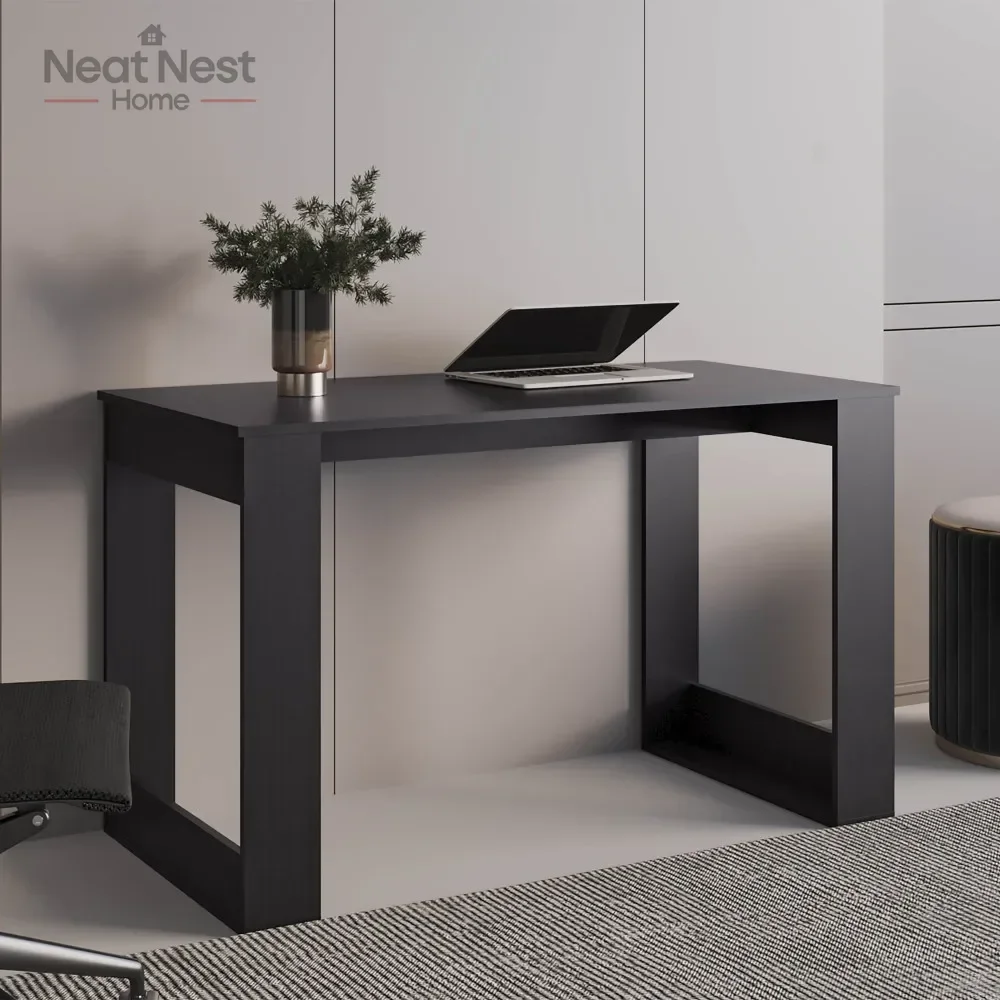 

Письменный стол с боевой рабочей станцией и прочными ножками. Минималистичный домашний письменный стол, компьютерный стол, офис, спальня, гостиная.