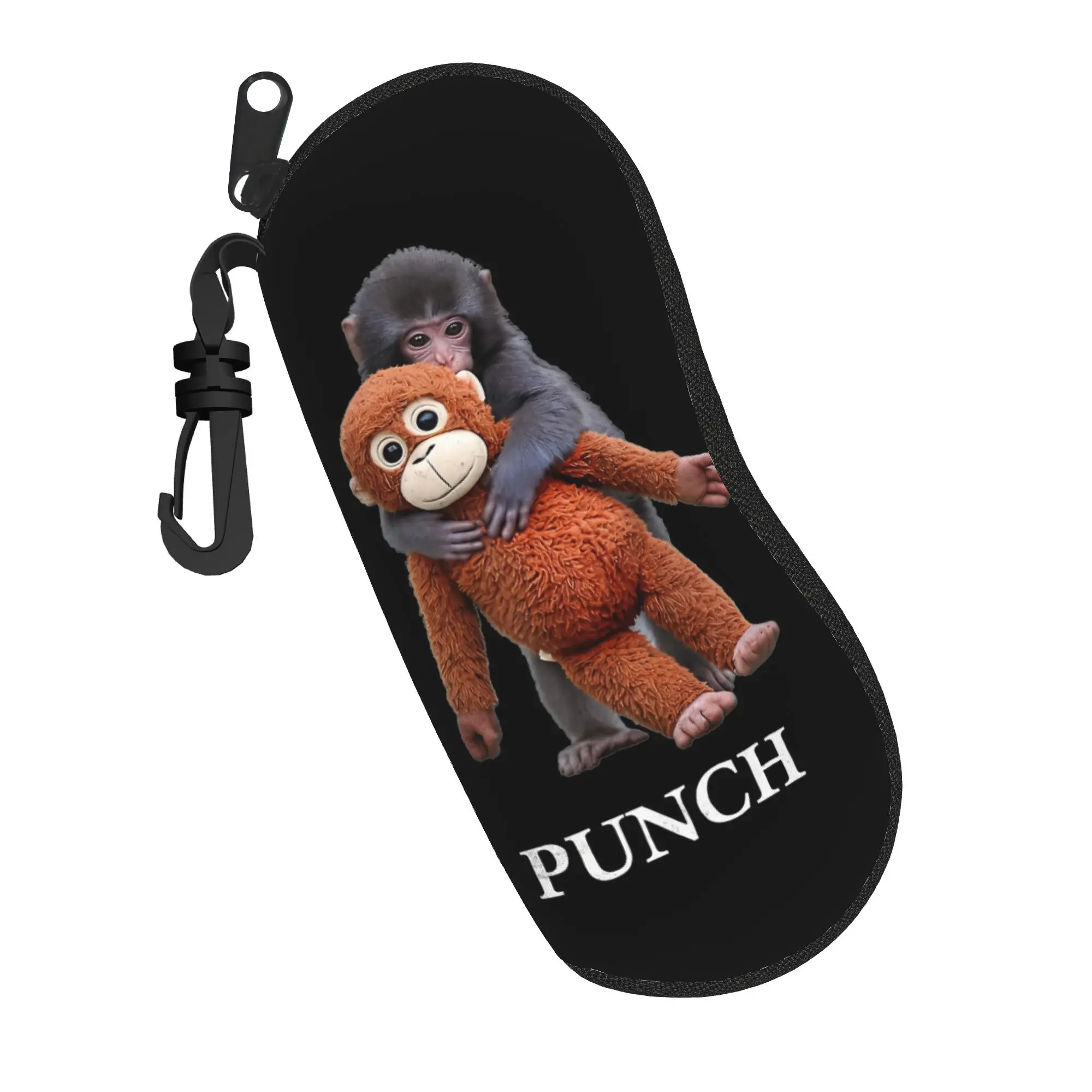 Punch Punch the monkey Baby Monkey Holding Plush Toy Glasses Case Portable Zipper  Eyewear Storage Box Eye Contacts Case