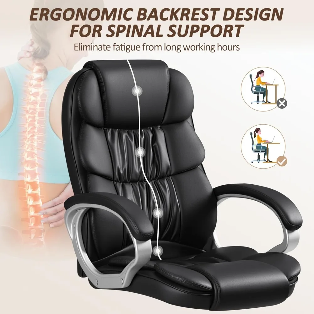 Office Chair High Back Computer  Chair, Adjustable Height Modern Executive Swivel Task Chair with Padded Armrests