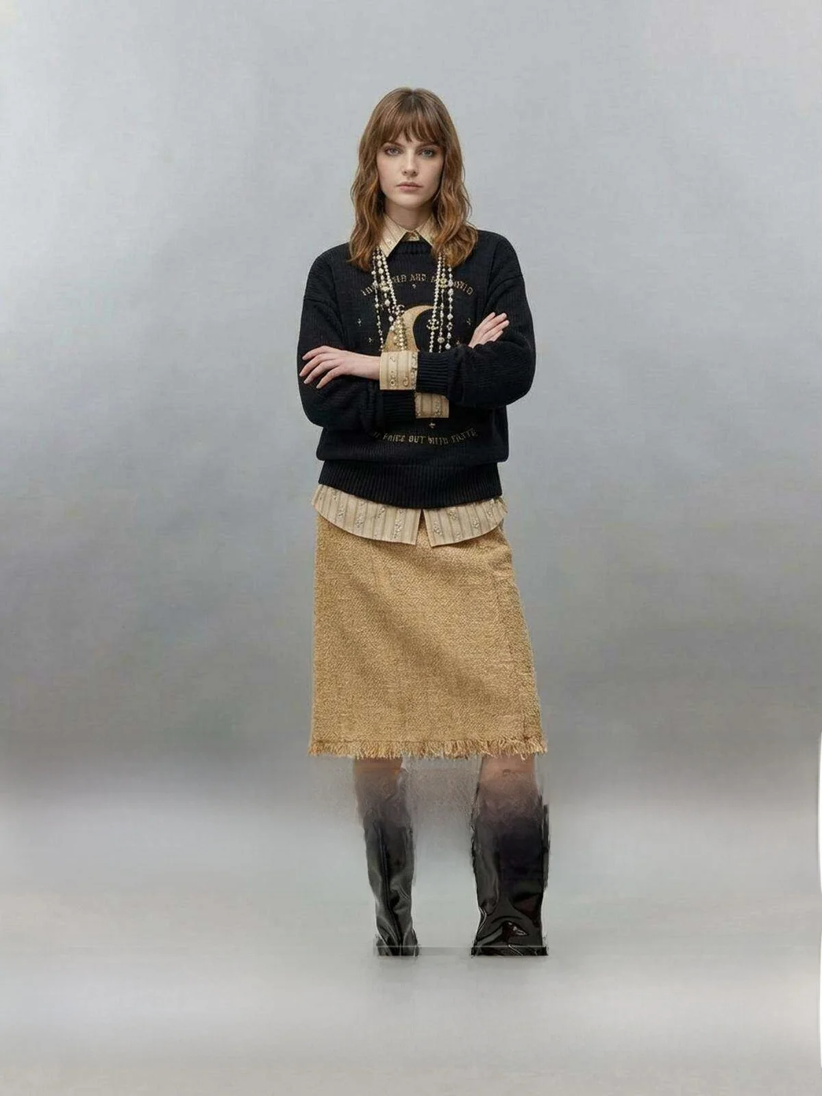 

Bla Knitted Loose Faion Sweater Women's Casual Sle Uncle Sand Tones Autumn New Arrival Uncle