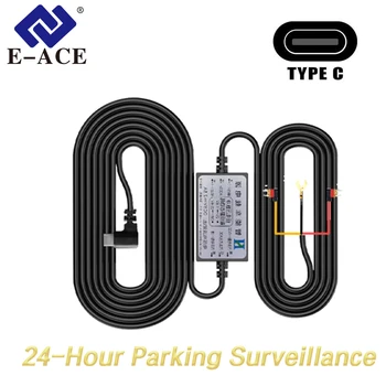 Kit de Instalação E-ACE 3.5M para Câmera Veicular (DashCam) com Conector Tipo-C 12V-24V para 5V/2.5A, Carregador DVR para Espelho com Fusível e Proteção contra Baixa Tensão, Fácil Instalação