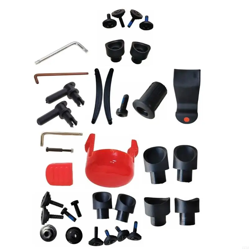 

4X7D Baby Pram Screw Stem Spare Plastic Pads Set Parking Hook Brake Key Repair Tool