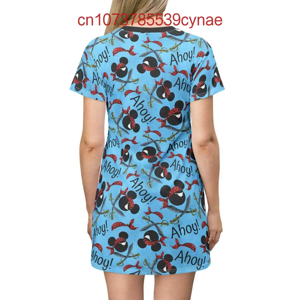 2025 新しい海賊ミッキーアホイ半袖ドレス 3D プリントディズニーストリートファッション女性の Tシャツドレスセクシーな Y2K タイトドレス