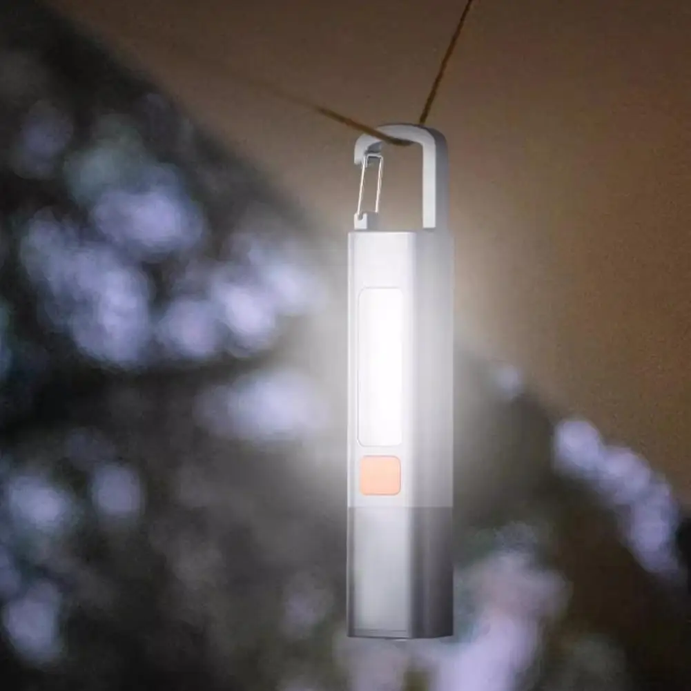 MINI LED ไฟฉาย COB ด้านข้าง 3 โหมด USB ชาร์จแบบพกพาพร้อมไฟฉายซูม Camping Hook Light โคมไฟกันน้ํา L V9I7